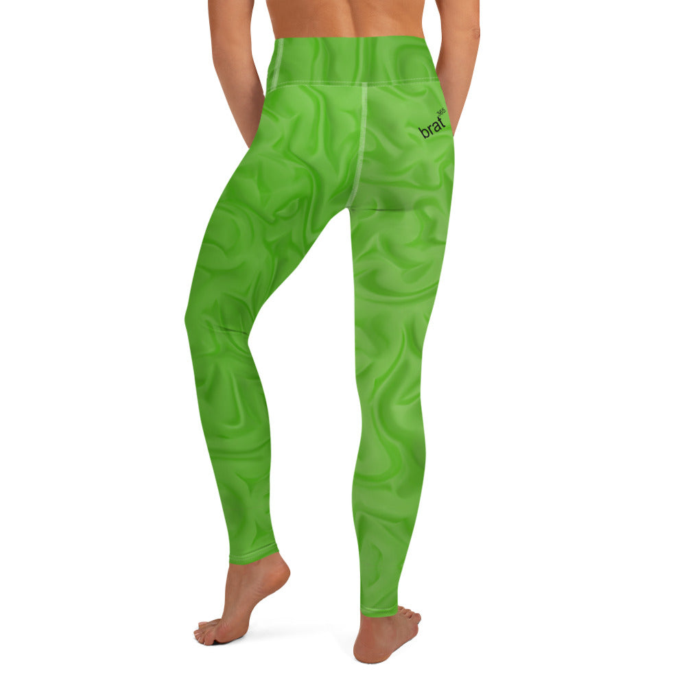 Lime Green Dance leggings. Gym or Workout High Waist Leggings. Yoga Pants. "Brat365" Streetwear by WickedYo.